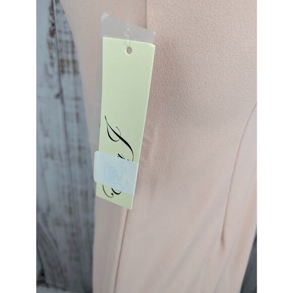 Eliza‎ J Sheer Contrast Sleeve Sheath Dress Blush Pink Knee Length Size 4 - Picture 6 of 6